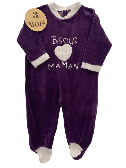 Pyjama velours, violet foncé