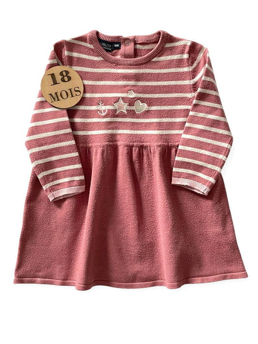 Robe pull, rose, rayée, Hublot