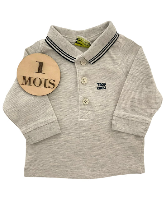 Polo gris/beige, chiné, TAO