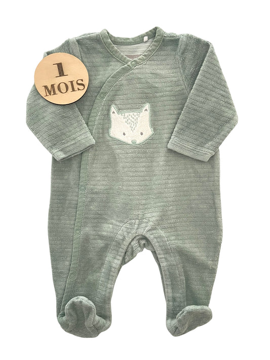 Pyjama velours, gris-vert, renard, orchestra