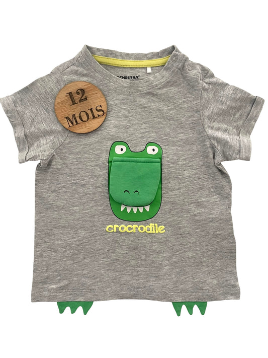 Tee-shirt gris, crocodile, Orchestra