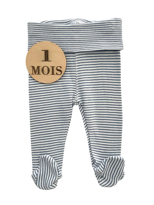 Legging à pieds, rayé bleu, H&M