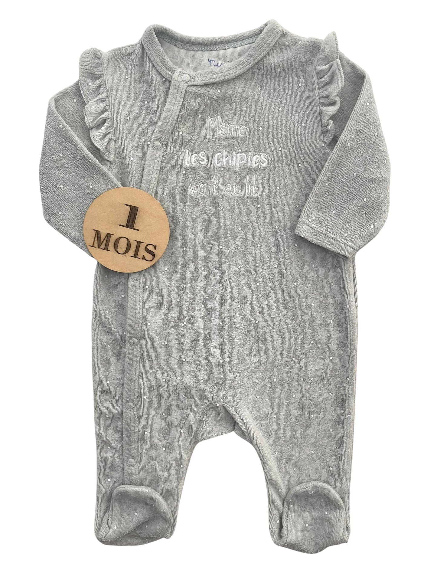 Pyjama velours gris-bleu, Mes petits cailloux