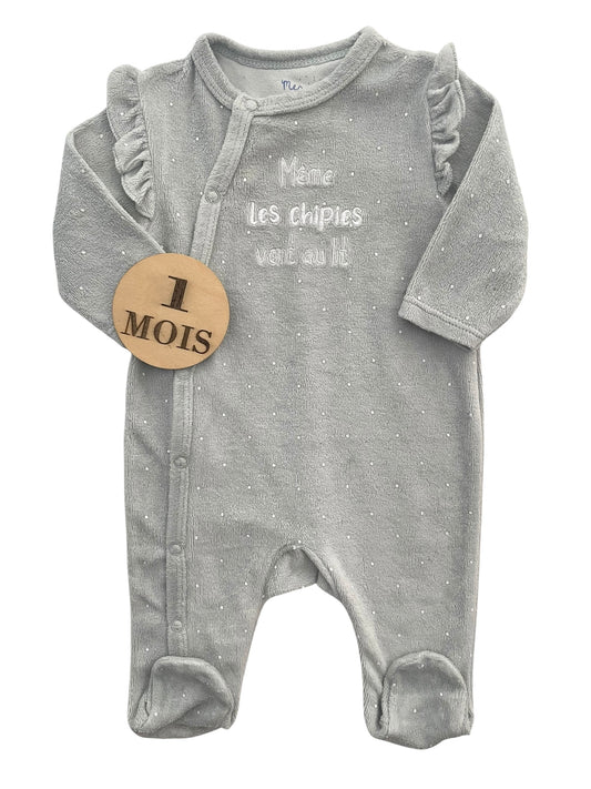 Pyjama velours gris-bleu, Mes petits cailloux