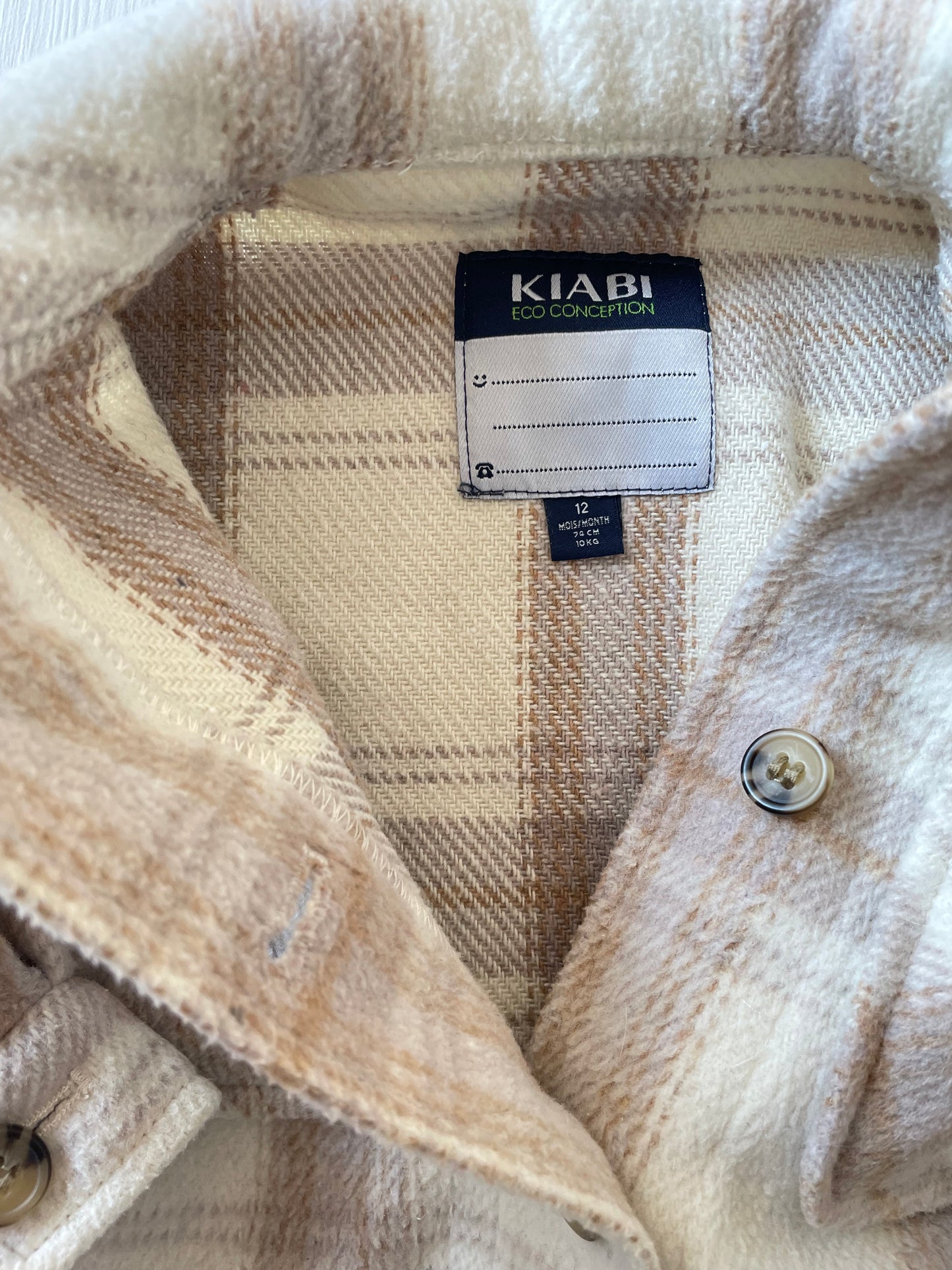 Veste crème à carreaux, Kiabi