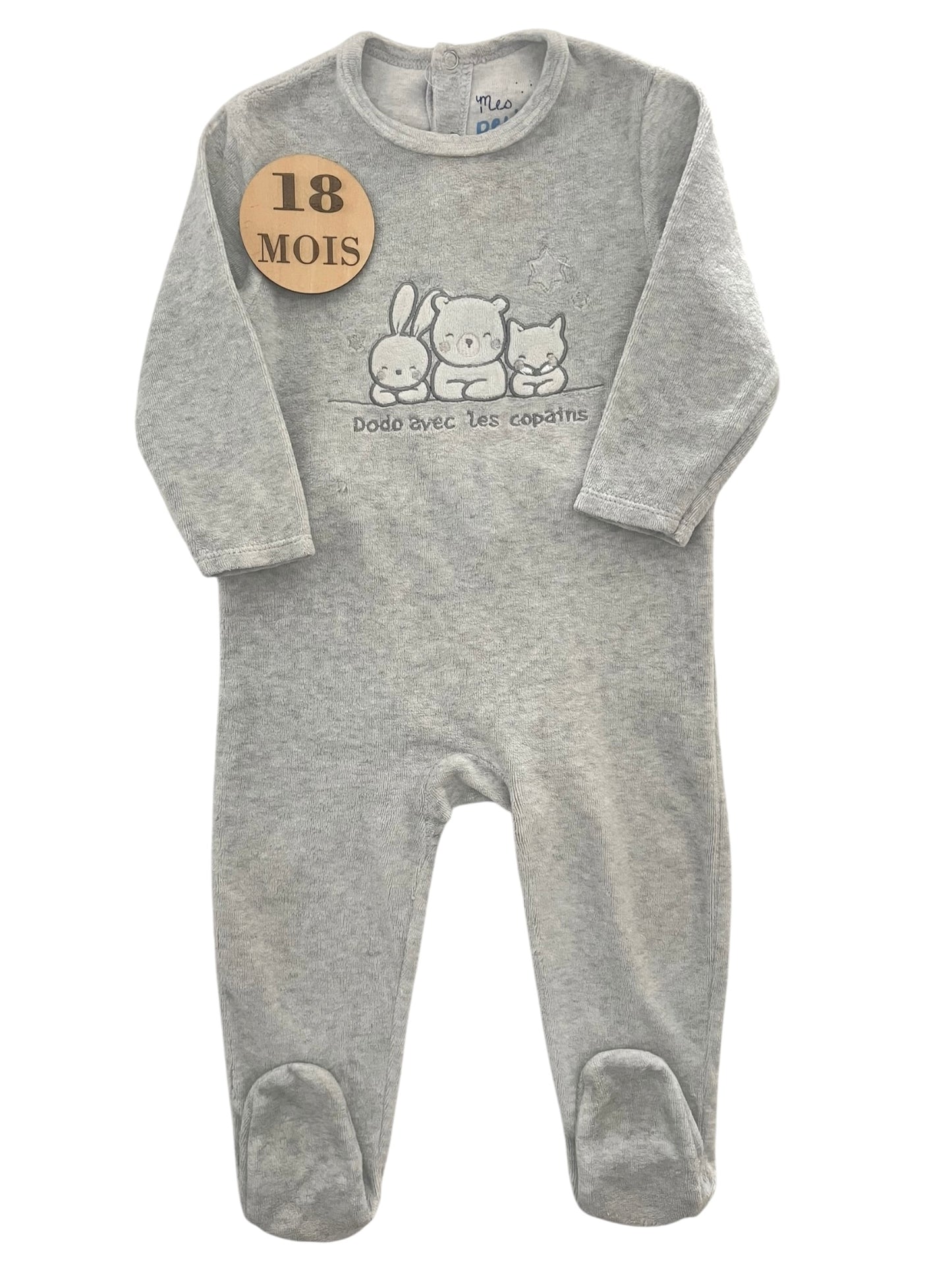 Pyjama velours, gris