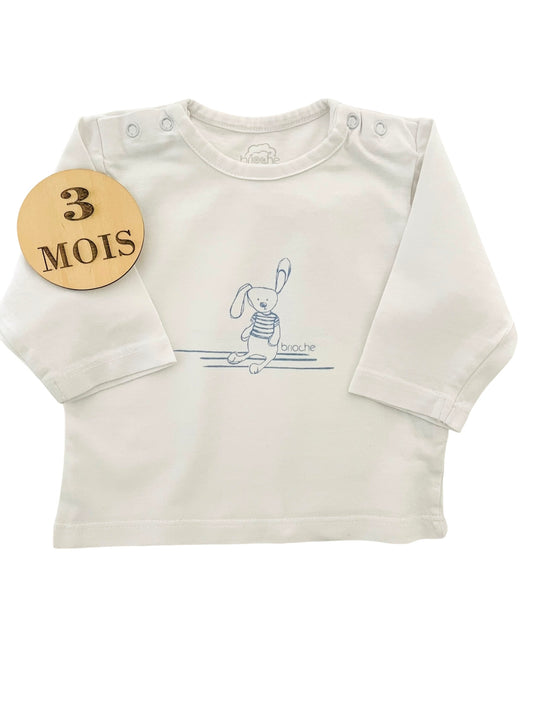 Tee-shirt blanc, lapin, Brioche