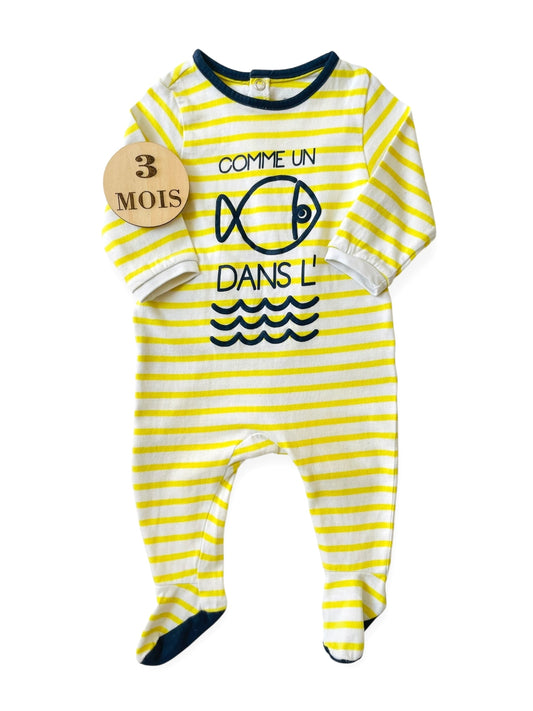 Pyjama coton rayé jaune, Obaibi