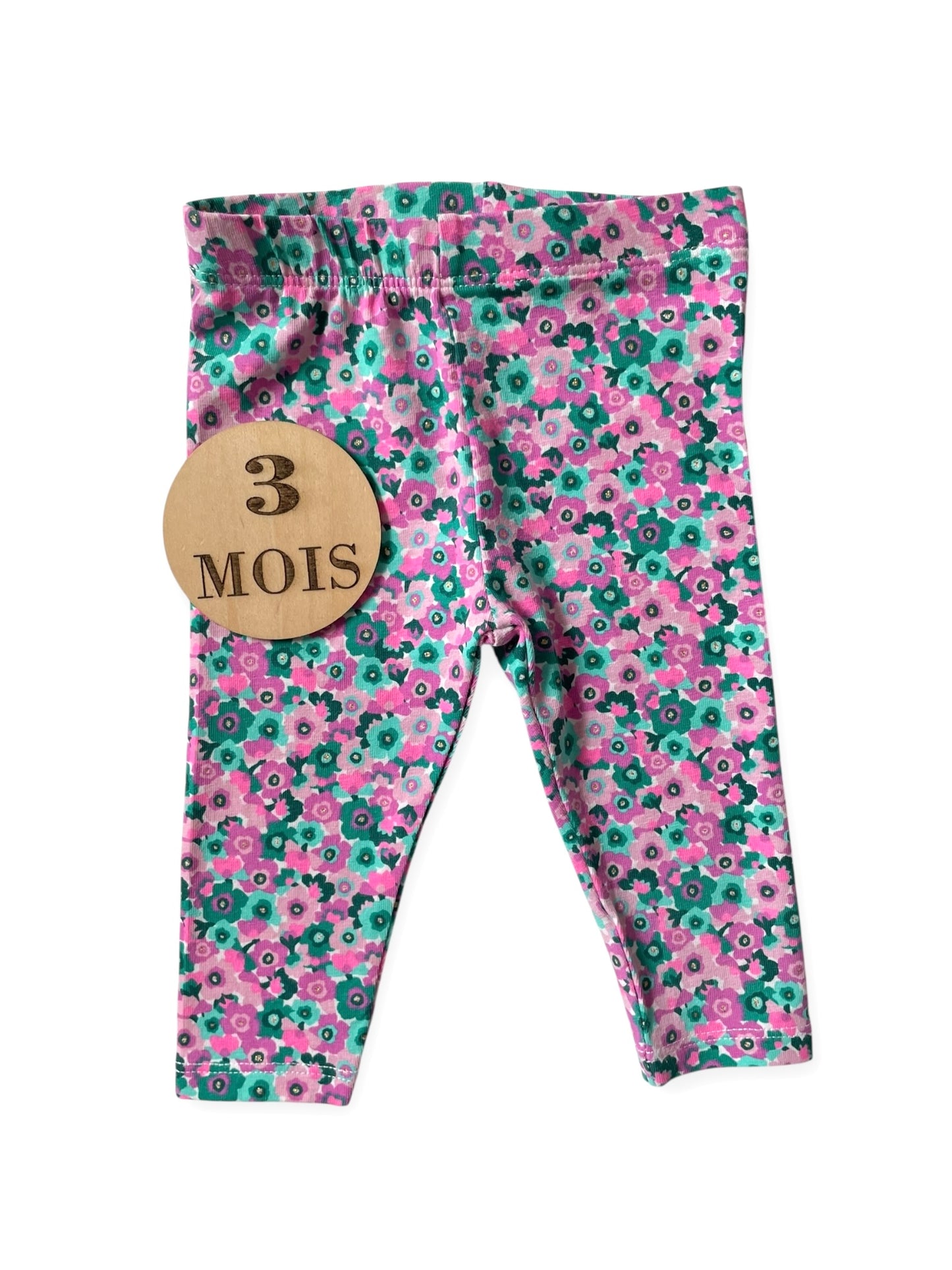 Legging fleuri, vert et rose, DPAM