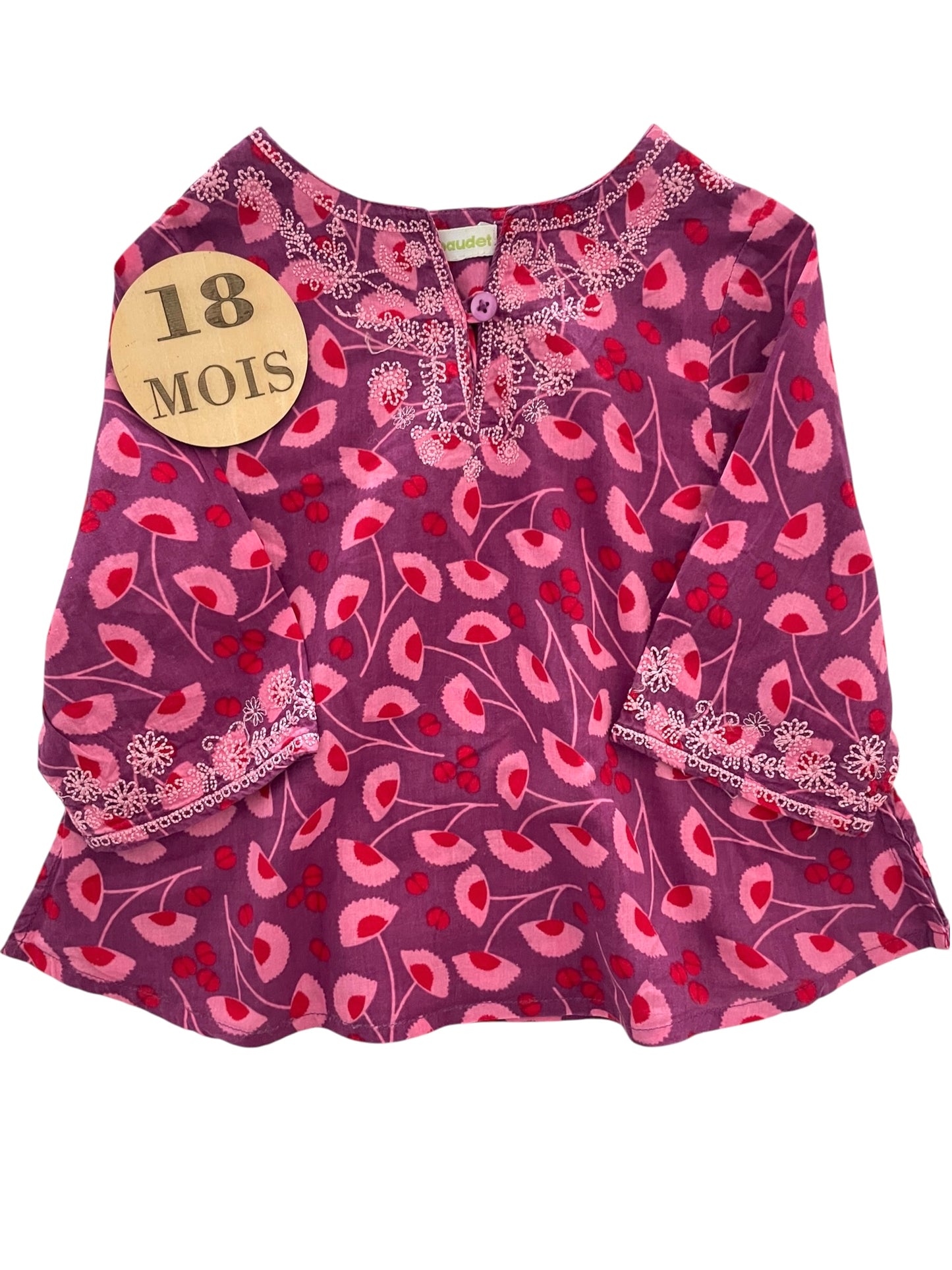 Blouse fuchsia, manches 3/4, Vertbaudet