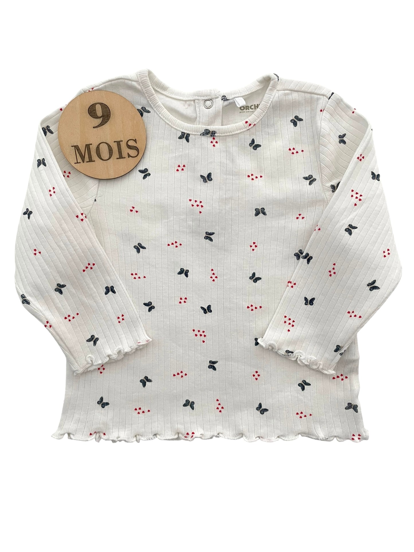 Tee-shirt, côtelé, papillons, Orchestra