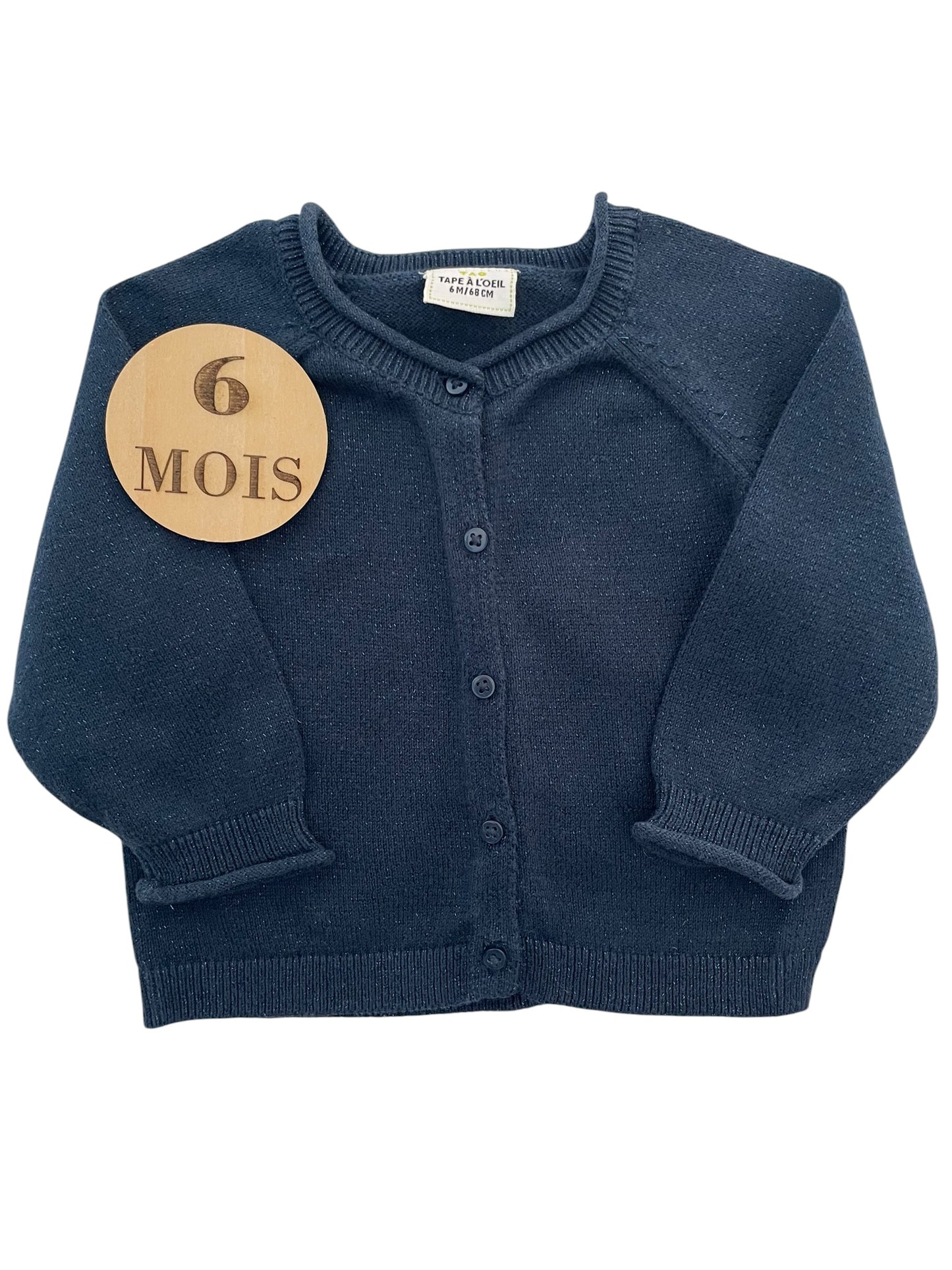 Gilet bleu marine, pailleté, TAO
