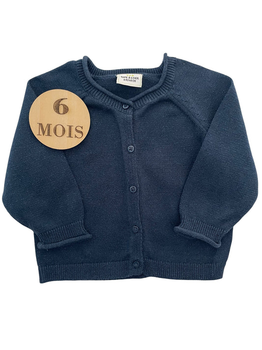 Gilet bleu marine, pailleté, TAO