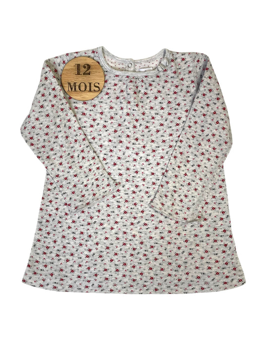 Robe / tunique, grise fleurie, Petit Bateau