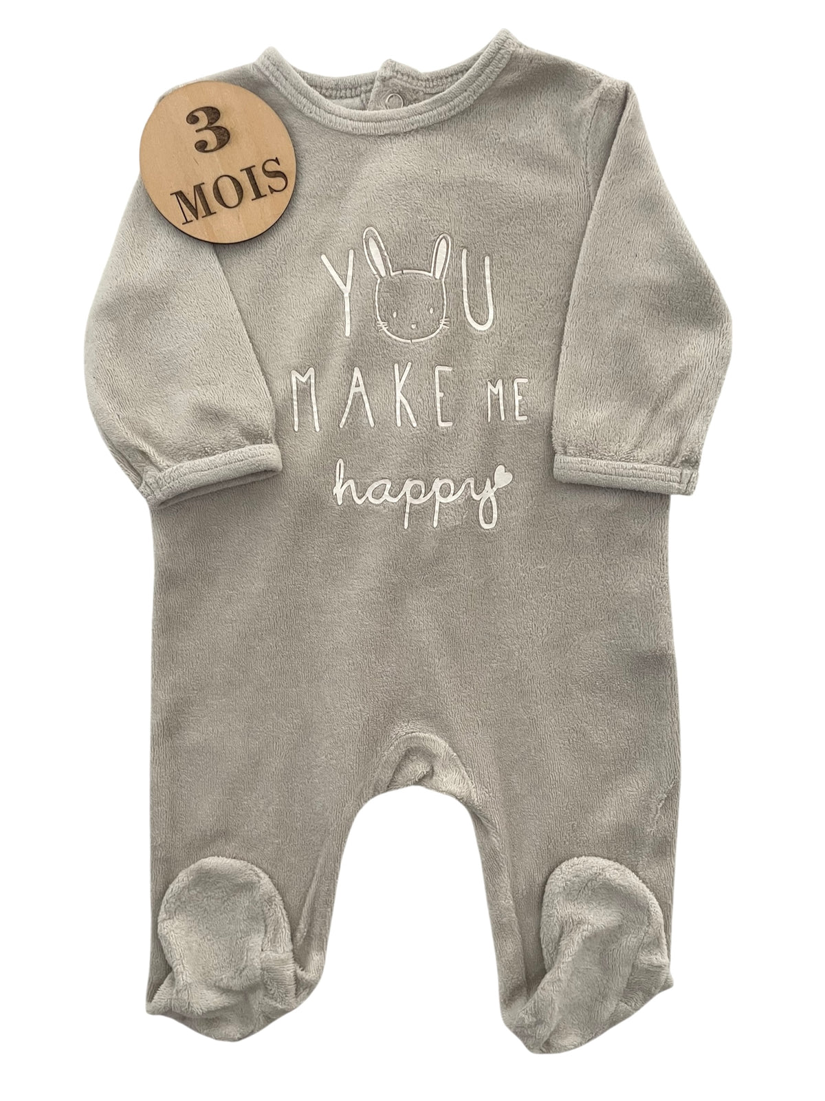 Pyjama velours, gris, Kiabi