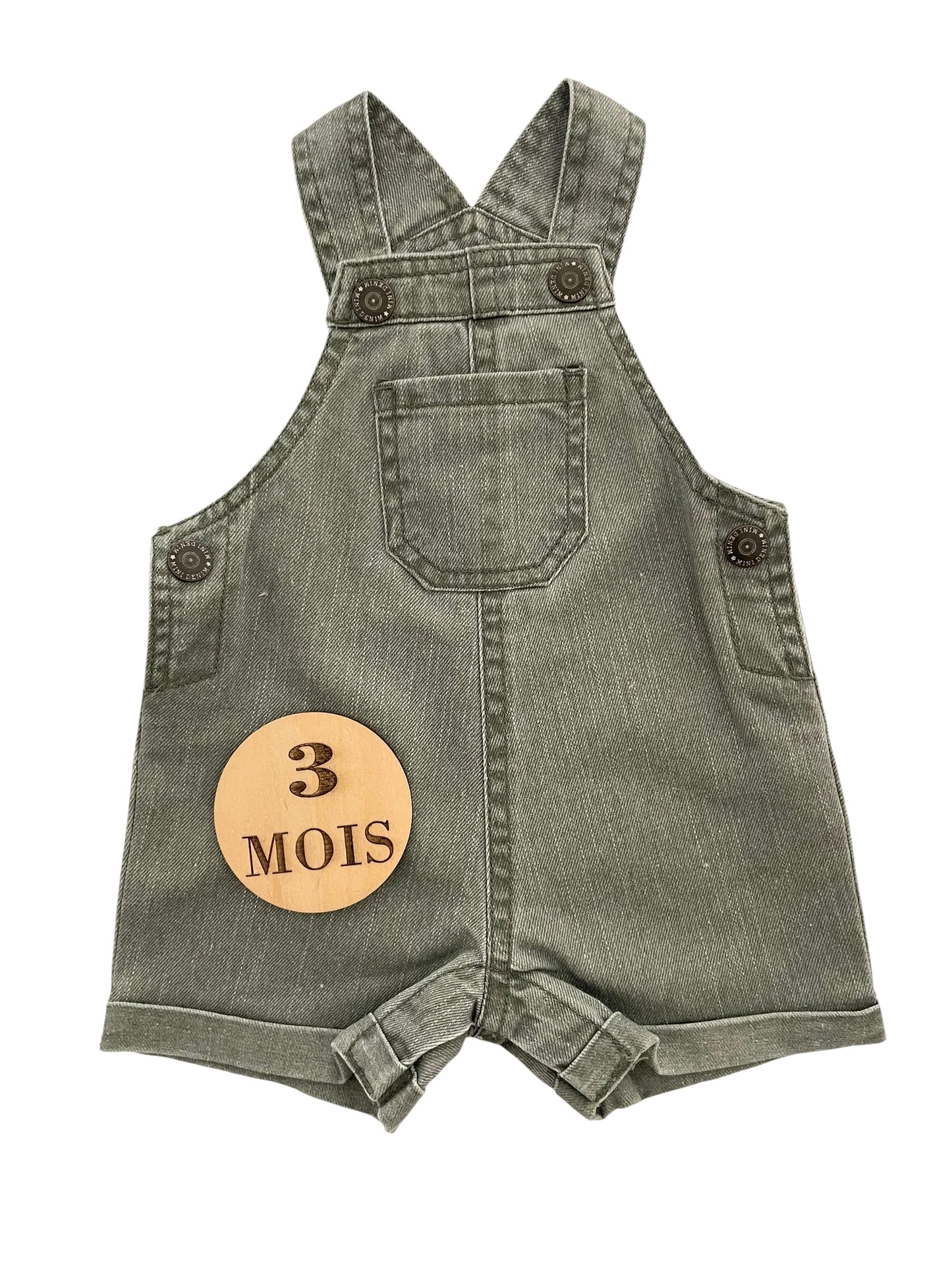Salopette short en jean, kaki, kiabi