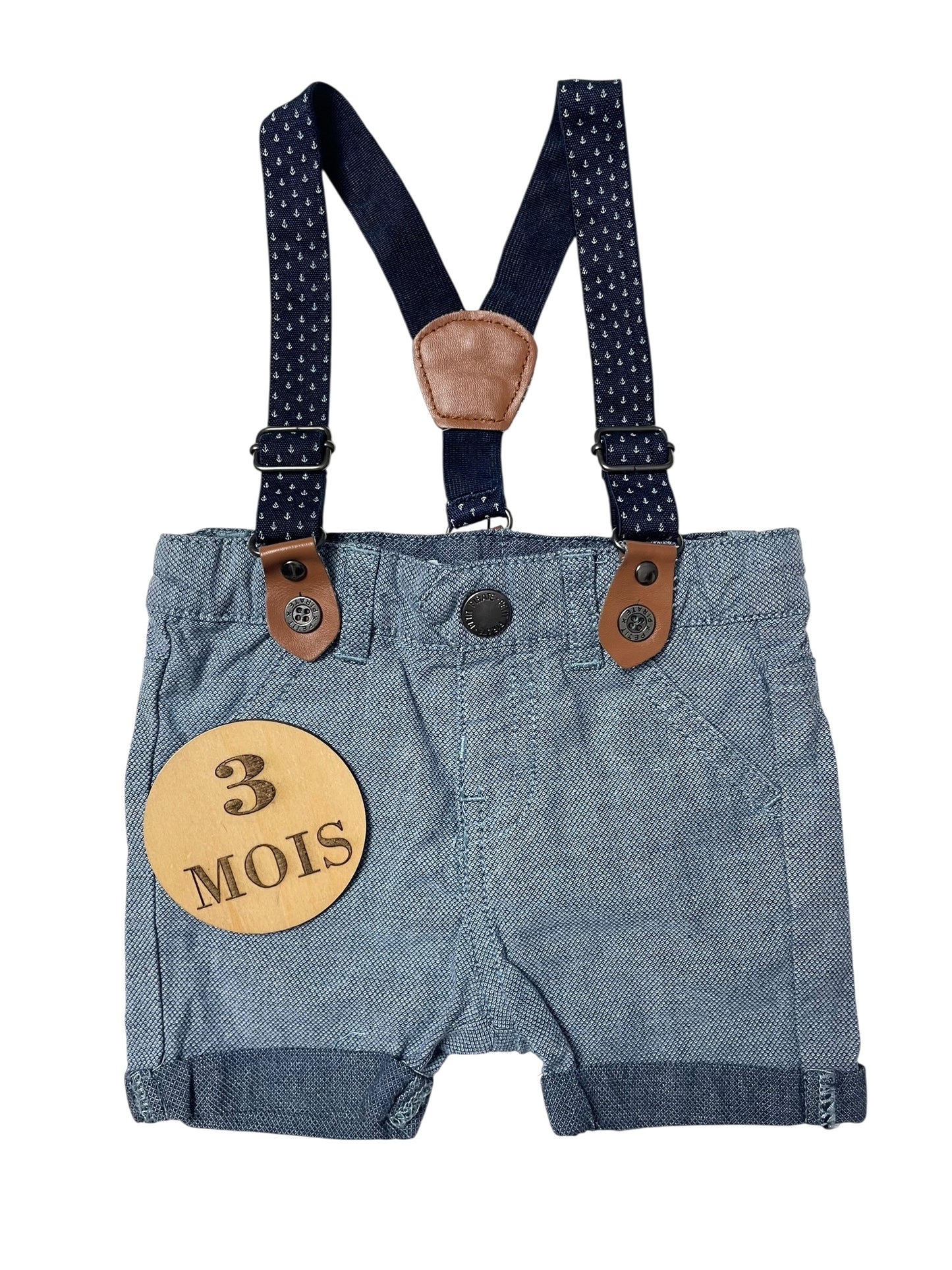 Short à bretelles, gris-bleu, Gémo