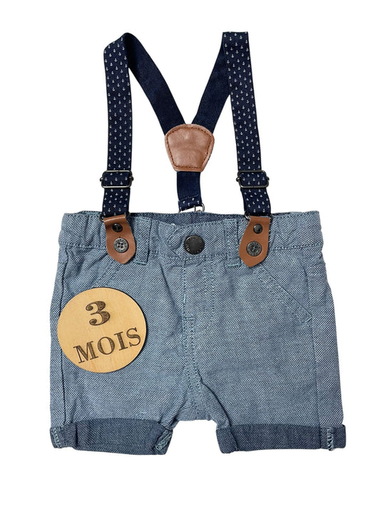 Short à bretelles, gris-bleu, Gémo