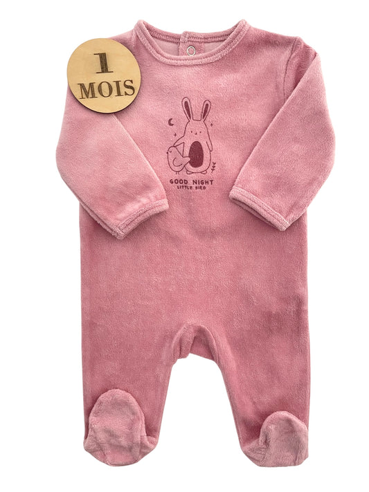 Pyjama velours rose, lapin, Kiabi