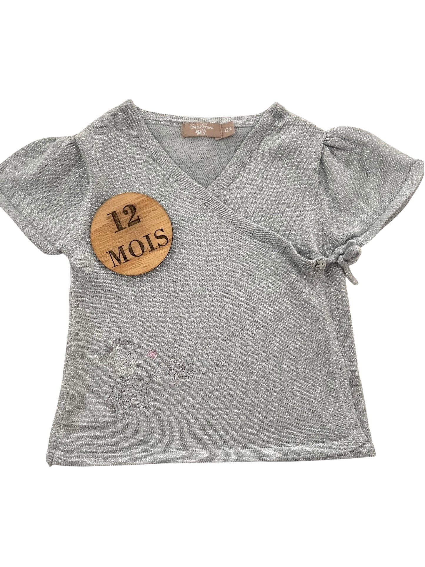 Gilet fin, manche courte, gris pailleté, Bébé rêve