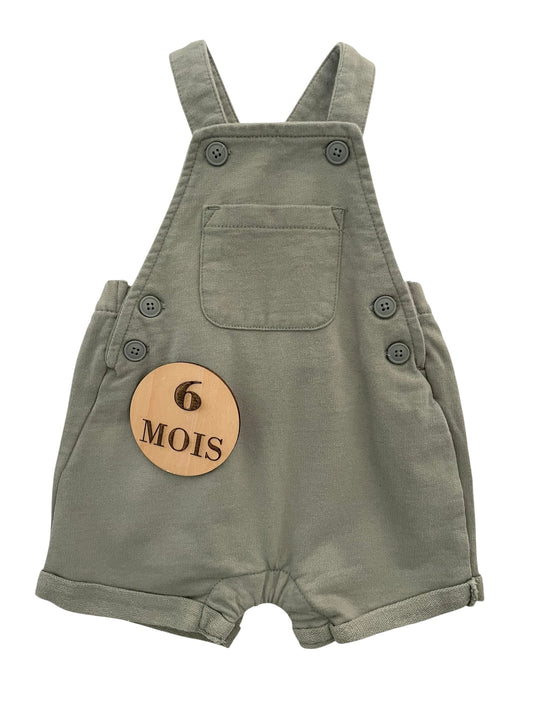 Salopette-short molleton, kaki, Kiabi