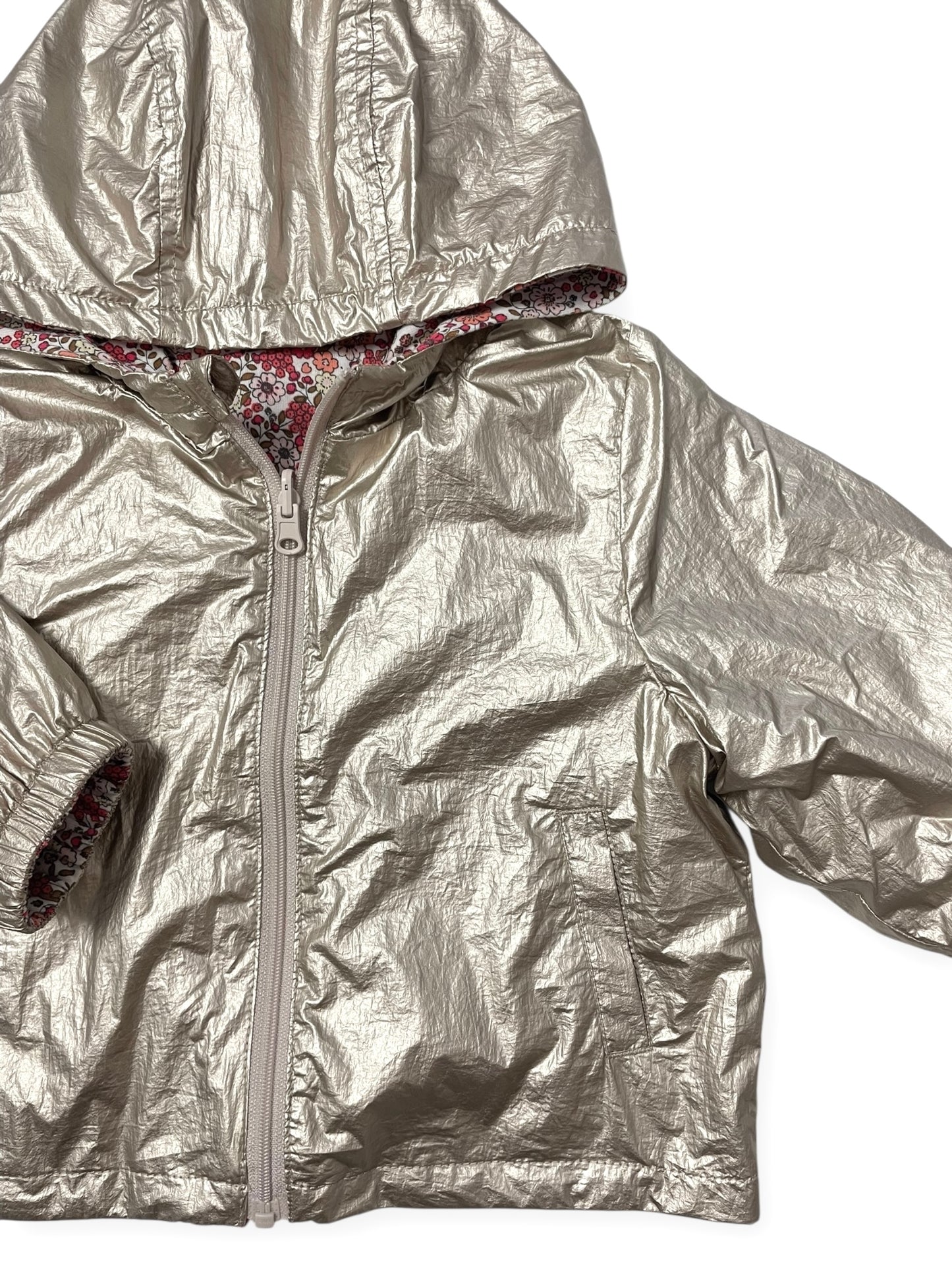 Veste à capuche réversible, doré / fleurie