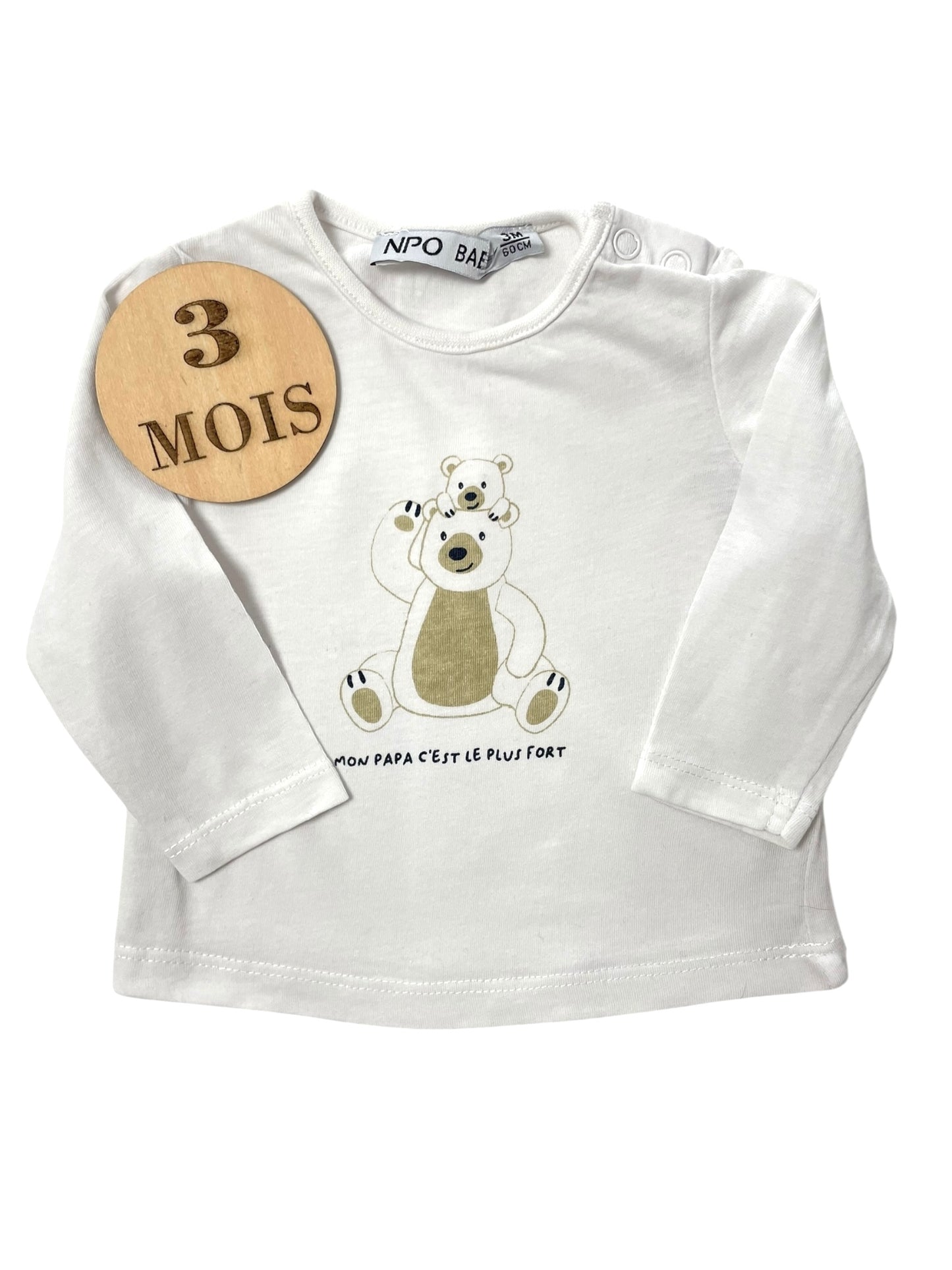 Tee-shirt écru, ourson, NPO