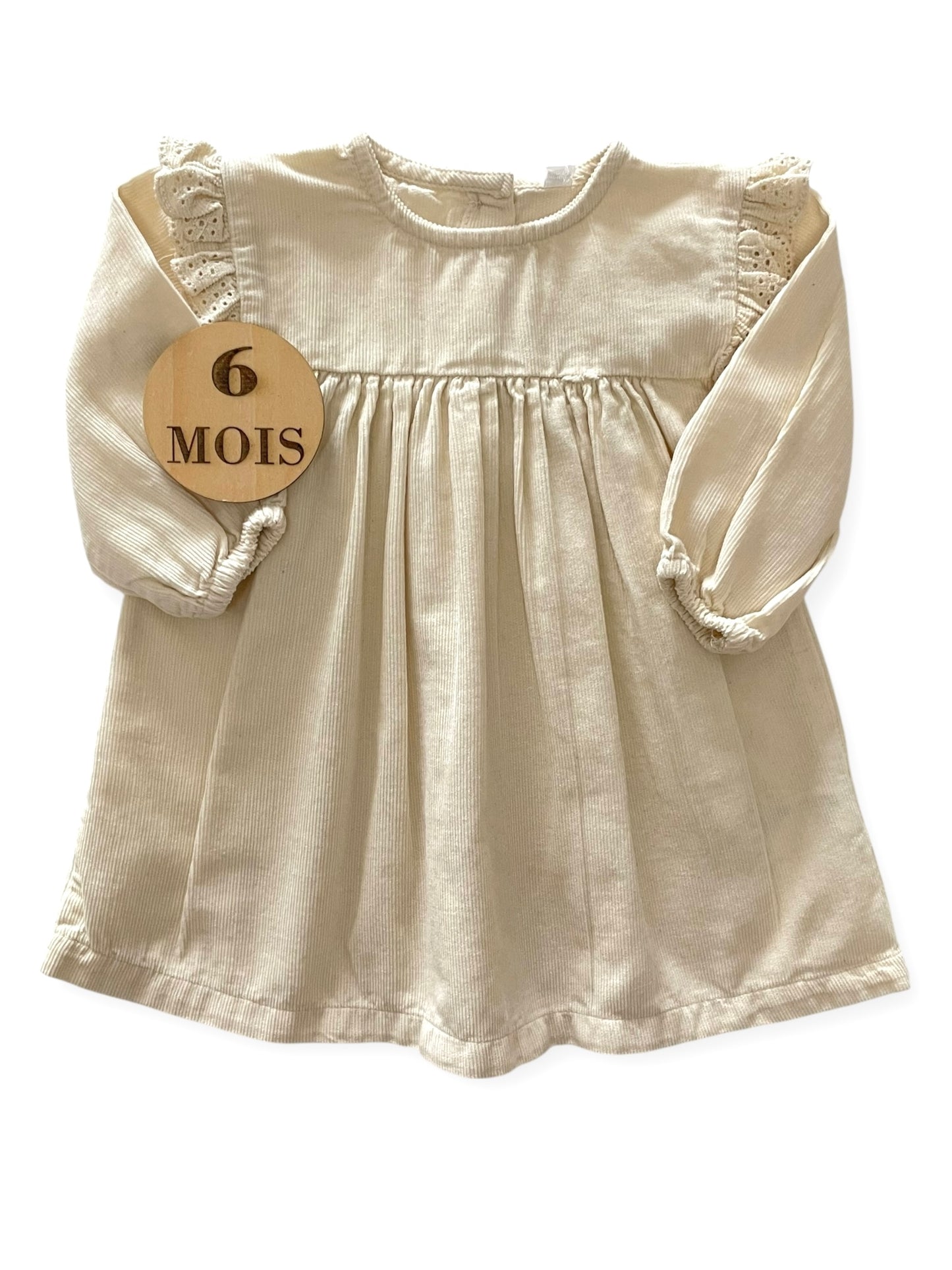 Robe velours côtelé, crème