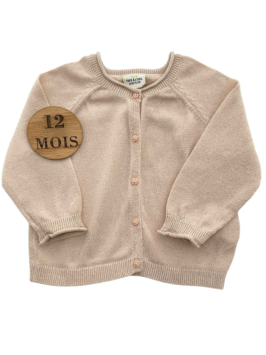 Gilet fin, beige/rose, pailleté, TAO