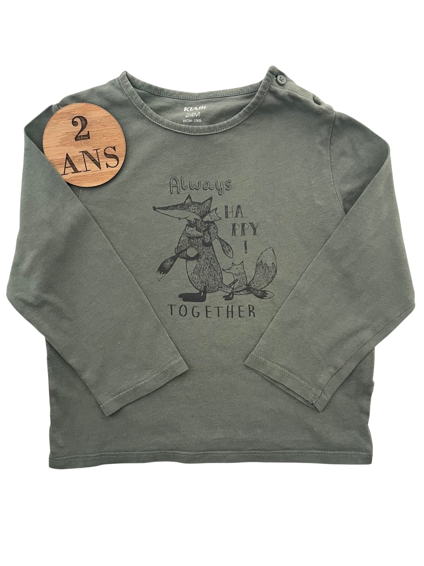 Tee-shirt vert, loup, Kiabi