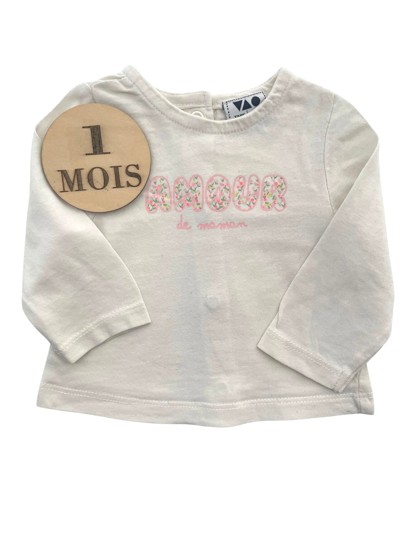 Tee-shirt, écru, amour, TAO