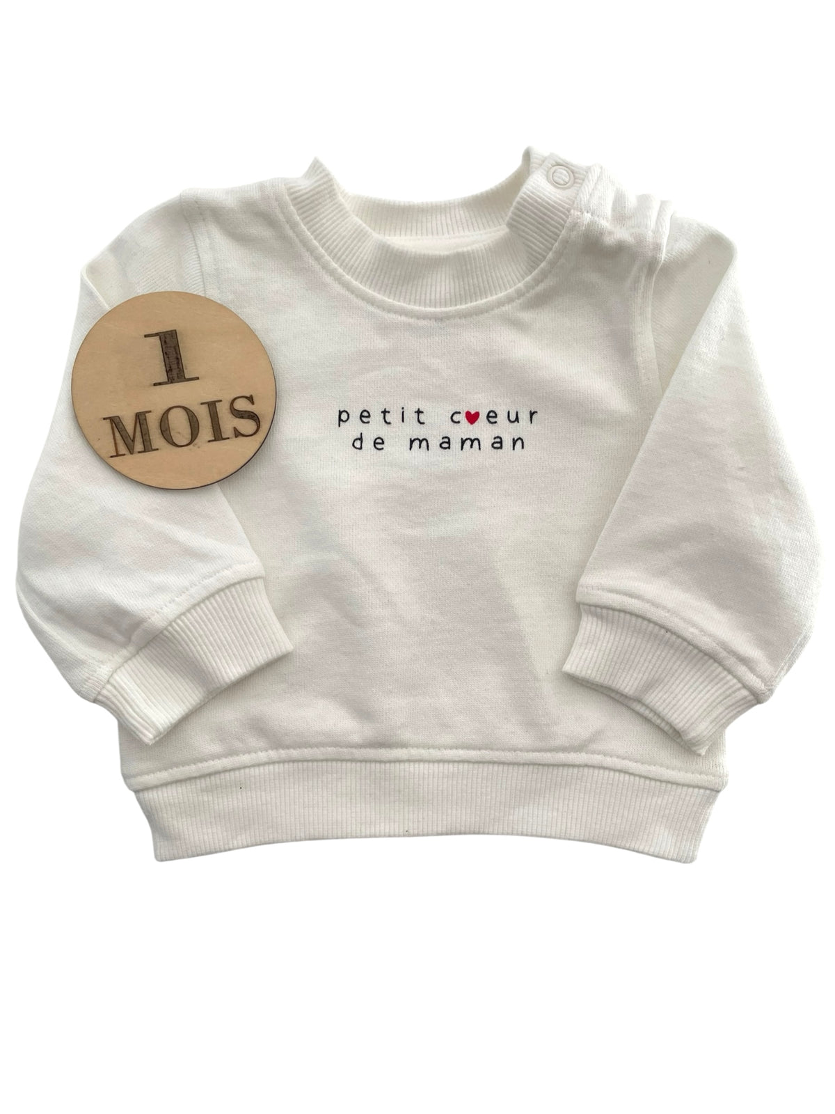Sweat blanc, petit cœur, Kiabi