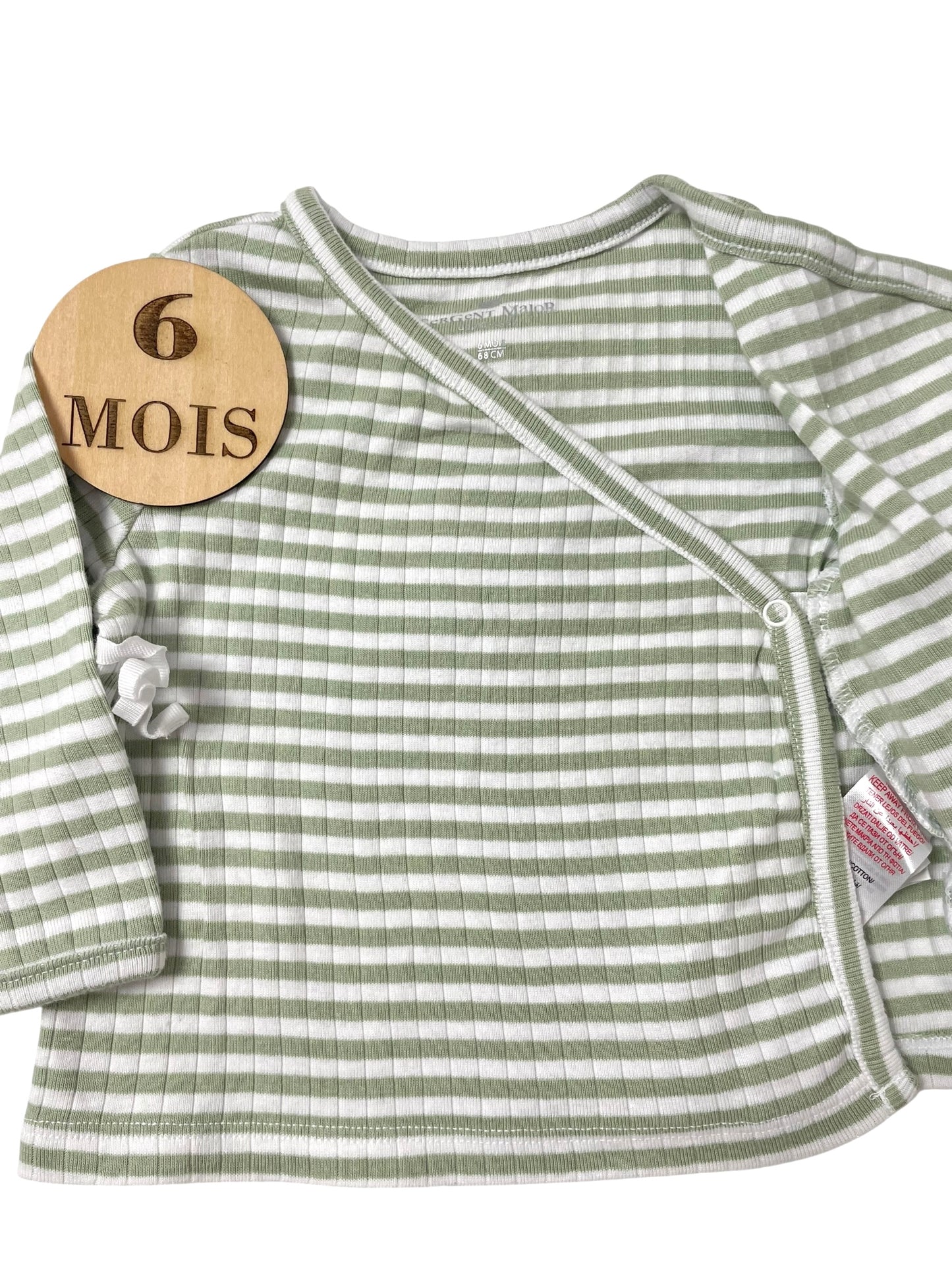 Brassière cache-cœur, verte, rayée, Sergent Major