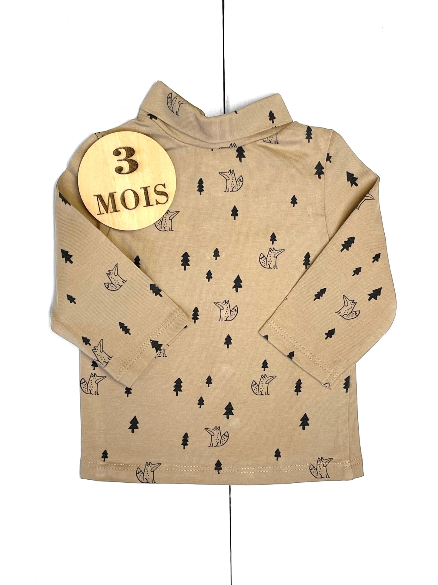 Sous pull beige, renard, Kiabi