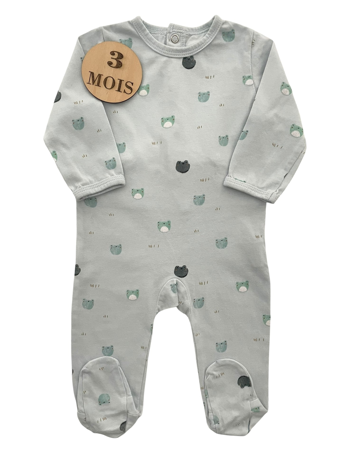 Pyjama coton bleu-ciel, grenouilles, Kiabi