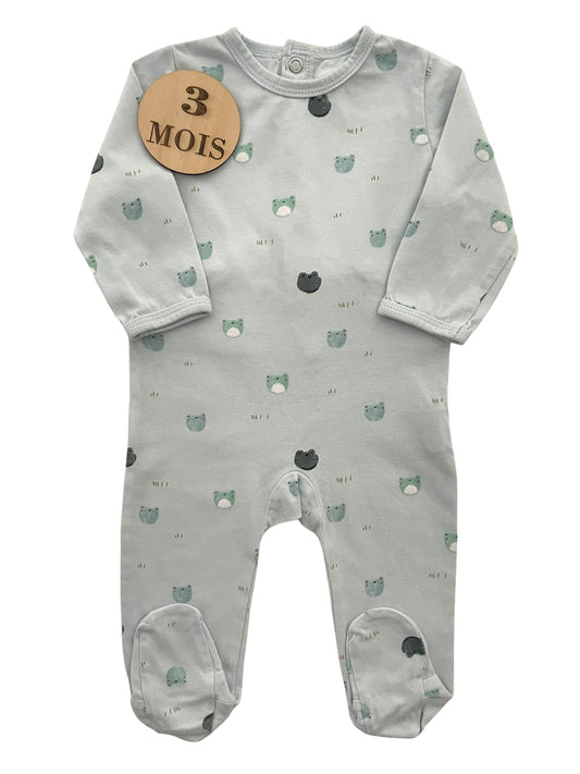 Pyjama coton bleu-ciel, grenouilles, Kiabi