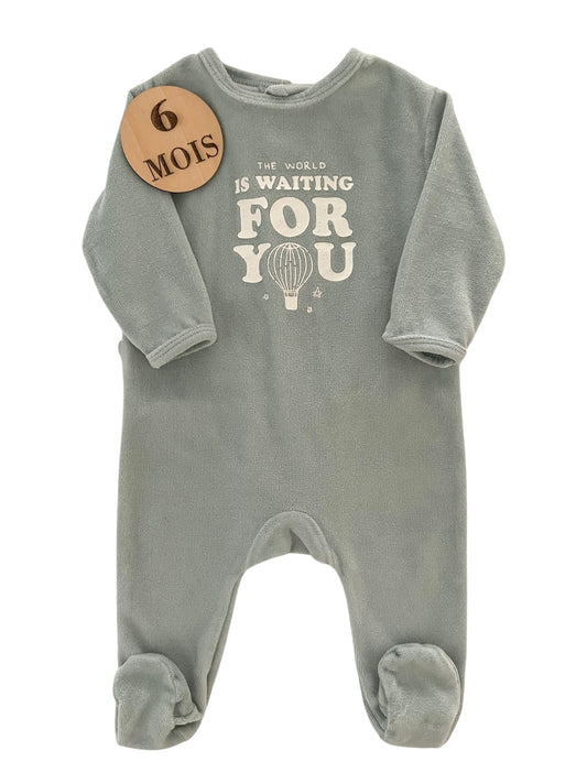 Pyjama velours bleu-gris, Kiabi