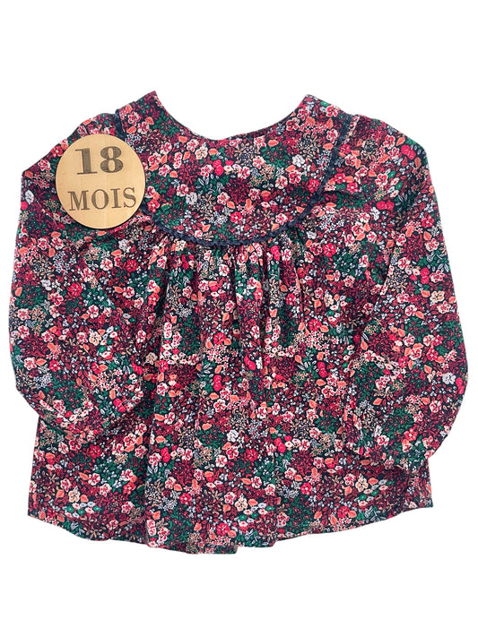 Blouse fleurie, rose, TAO