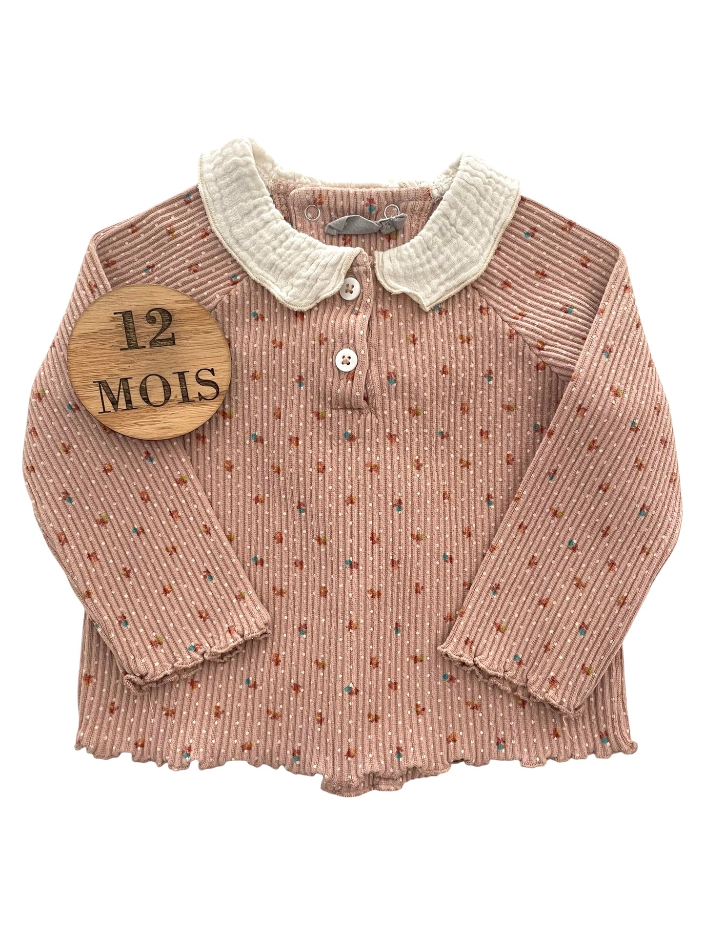 Tee-shirt épais, rose fleuri, Bout’chou