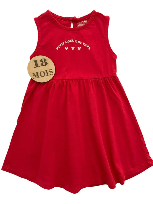 Robe rouge, petit cœur de papa, Kiabi