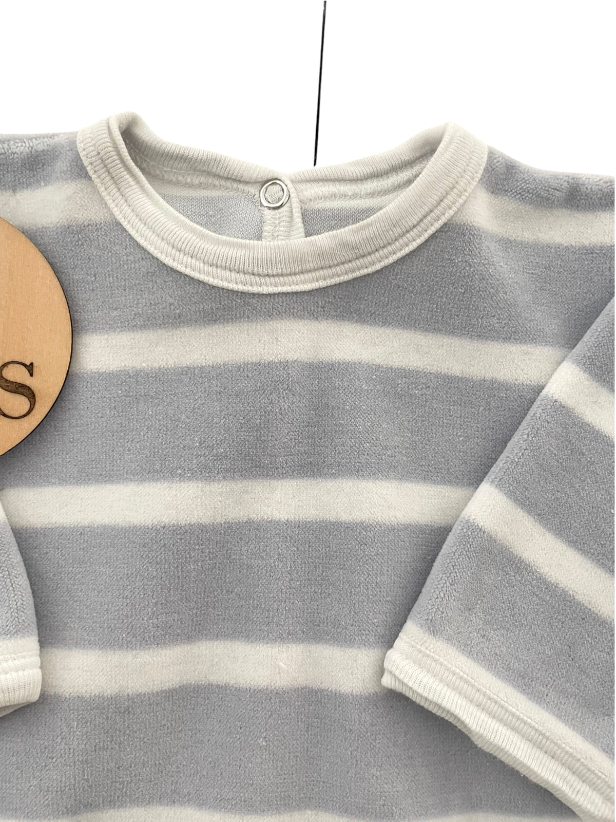 Pyjama velours, rayé gris, Petit Bateau