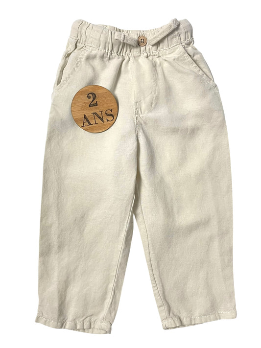 Pantalon écru, lin mélangé, Zara