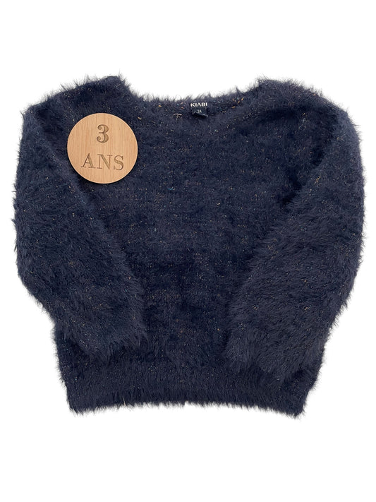 Sweat bleu-nuit, fils brillants, Kiabi