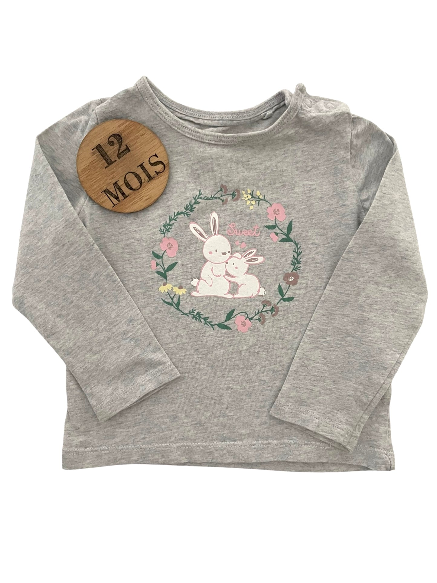 Tee-shirt gris, lapin, Lupilu