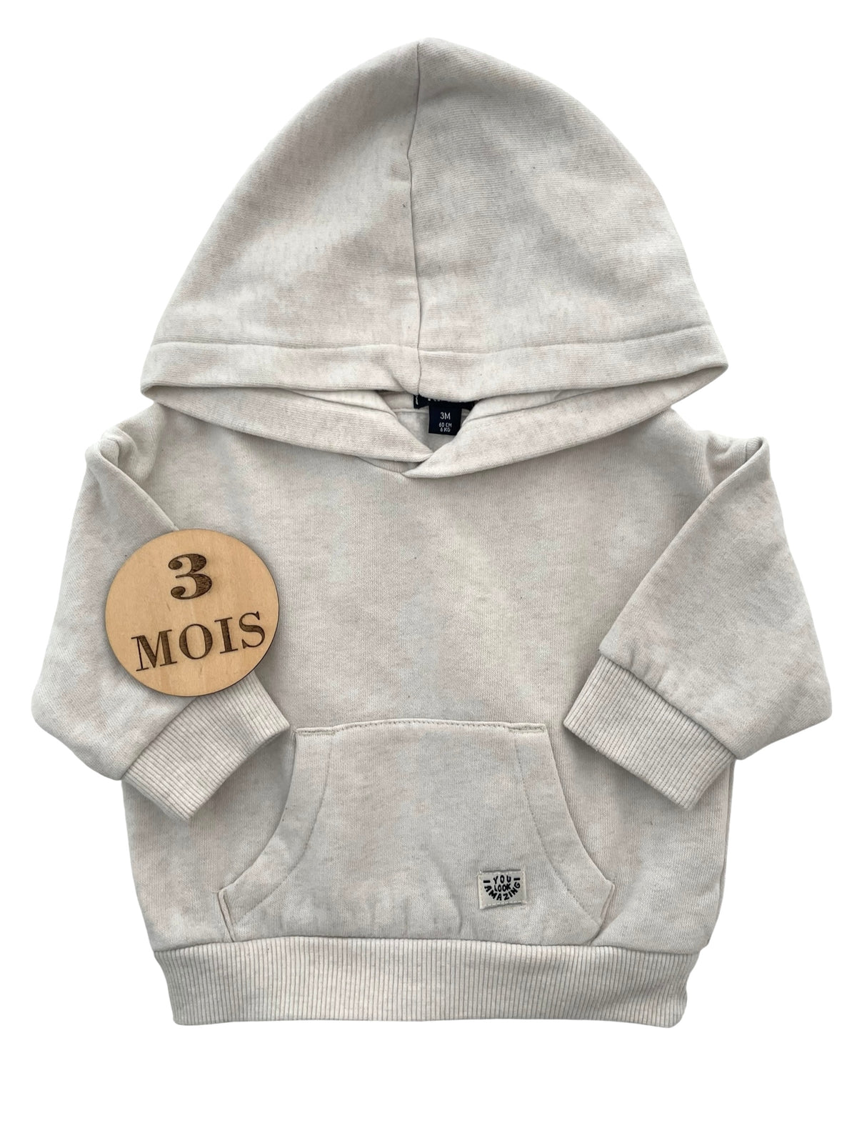 Sweat crème à capuche, Kiabi