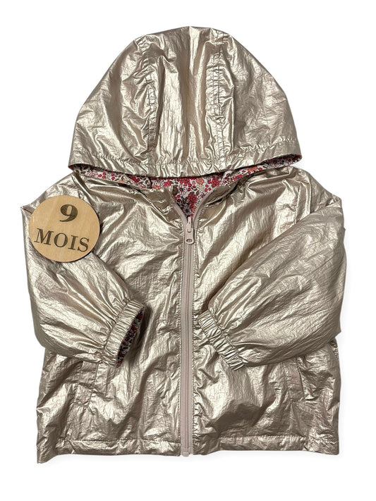 Veste à capuche réversible, doré / fleurie