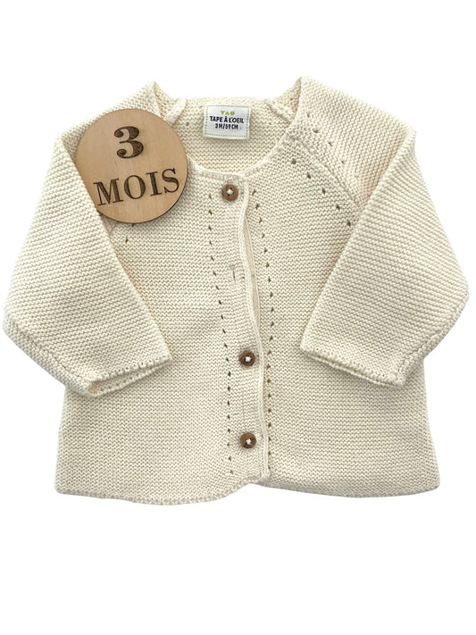 Gilet en mailles crème, TAO