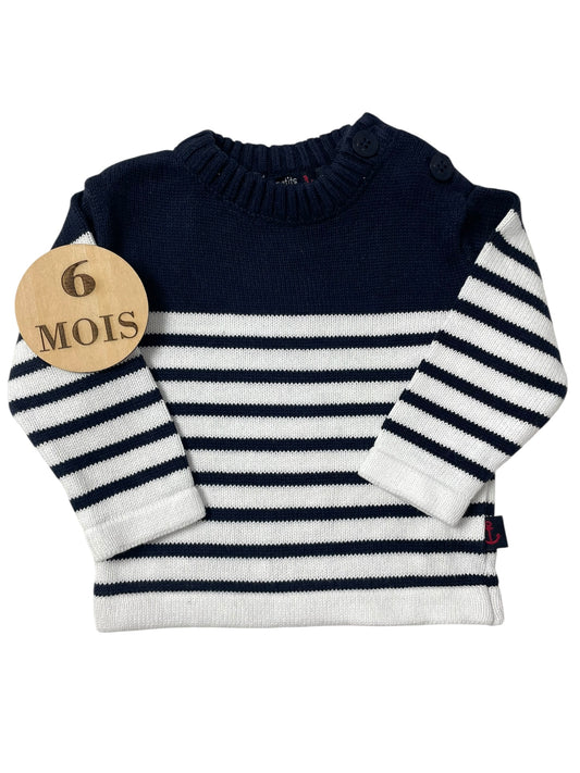 Pull rayé, bleu-nuit, Week-end à la mer