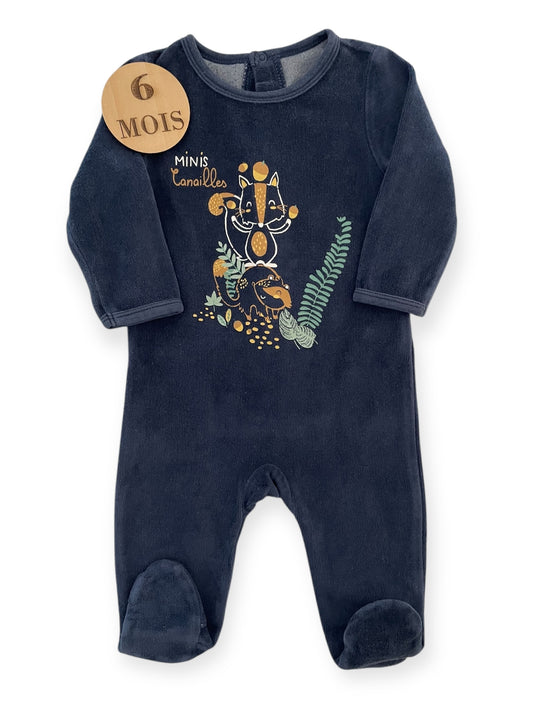 Pyjama velours, bleu-nuit, Petit Béguin