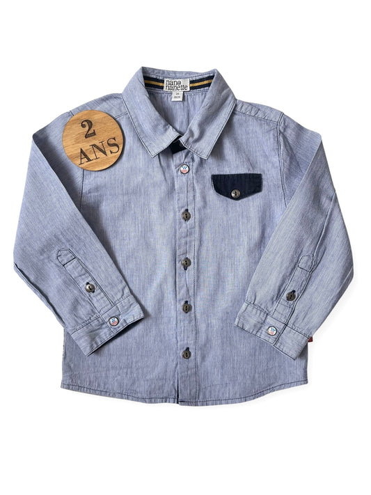 Chemise bleu jean, dos coton, Nano & Nanette